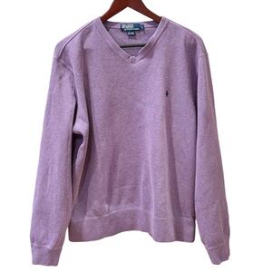 Vintage 90s Ralph Lauren Polo Purple Cotton Vneck Sweatshirt L Relax Fit